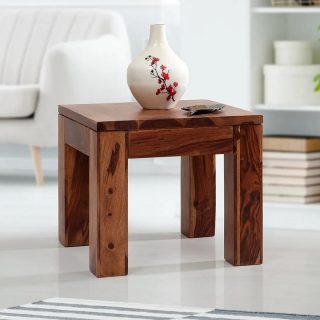 Alvis New Solidwood End Table -Walnut