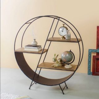 Baileys Floor Shelf in Black & Natural Wood Finish