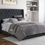 Deacon Grey Velvet Upholstered Double Bed