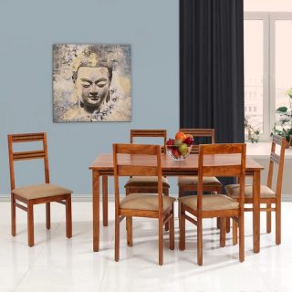 Lana Solidwood 6 Seater Dining Set - Walnut