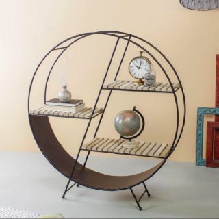 Sambuca Floor Shelf in Black & Natural Wood