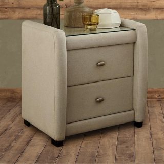 Deacon 2 Drawer Bedside Table (Beige)