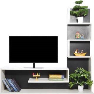Frosty White Engineered Wood TV Entertainment Unit
