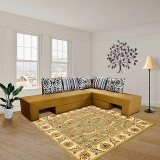 Hanley Fabric L Shape Sofa Cum Bed - Olive Green