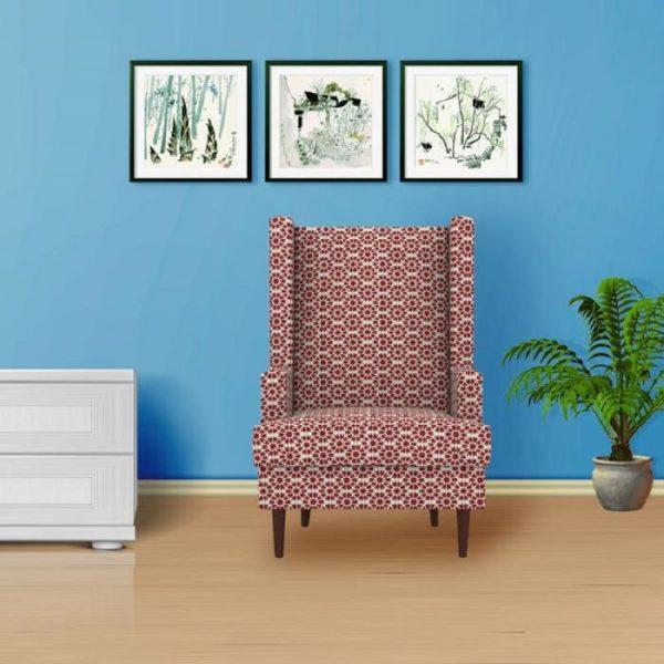 Jakobi High Back Wing Chair – Brick Red