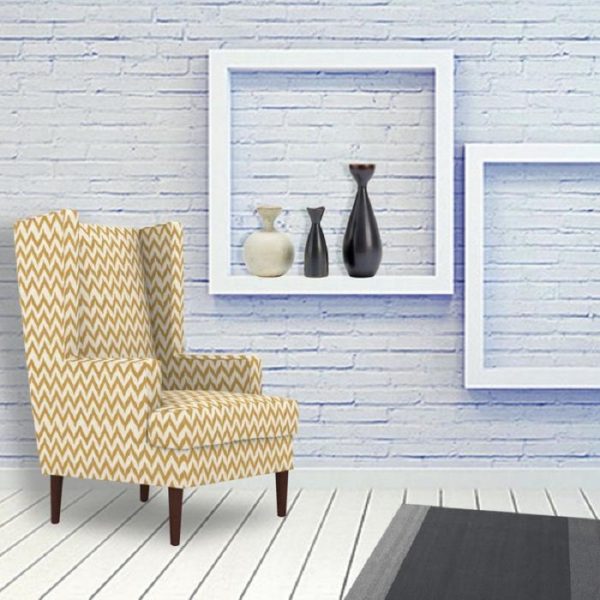 Jakobi High Back Wing Chair – Mustard