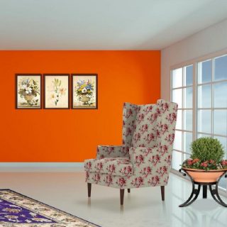 Jakobi High Back Wing Chair - Pink Printed