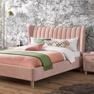 Knox Velvet Finish Upholstered Bed without storage