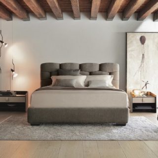 Majal Double bed with upholstered headboard