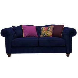 Semi Chester 3 Seater Sofa (Navy Blue)