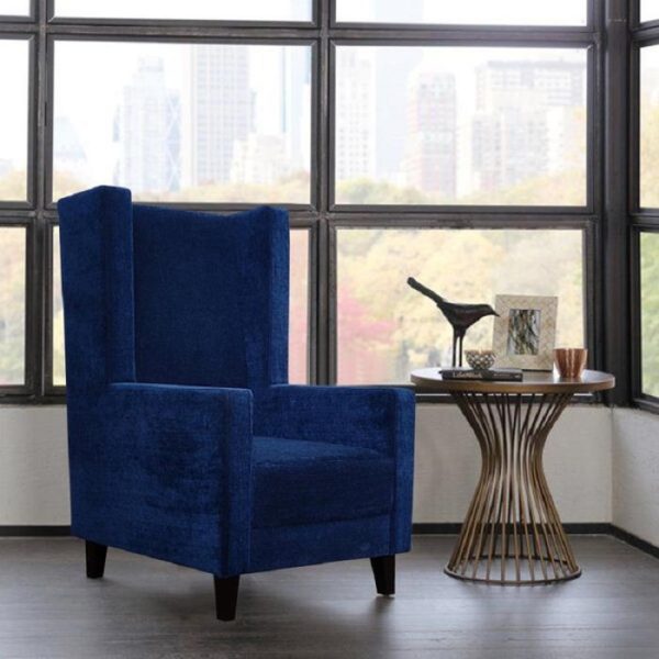 Norah High Back Wing Chair – Blue